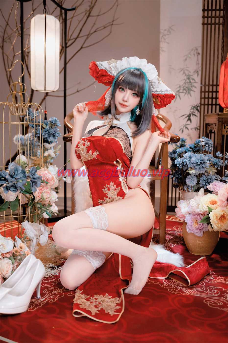 Shika小鹿鹿 春节旗袍柴郡图书馆32图(Shika小鹿鹿)插图4