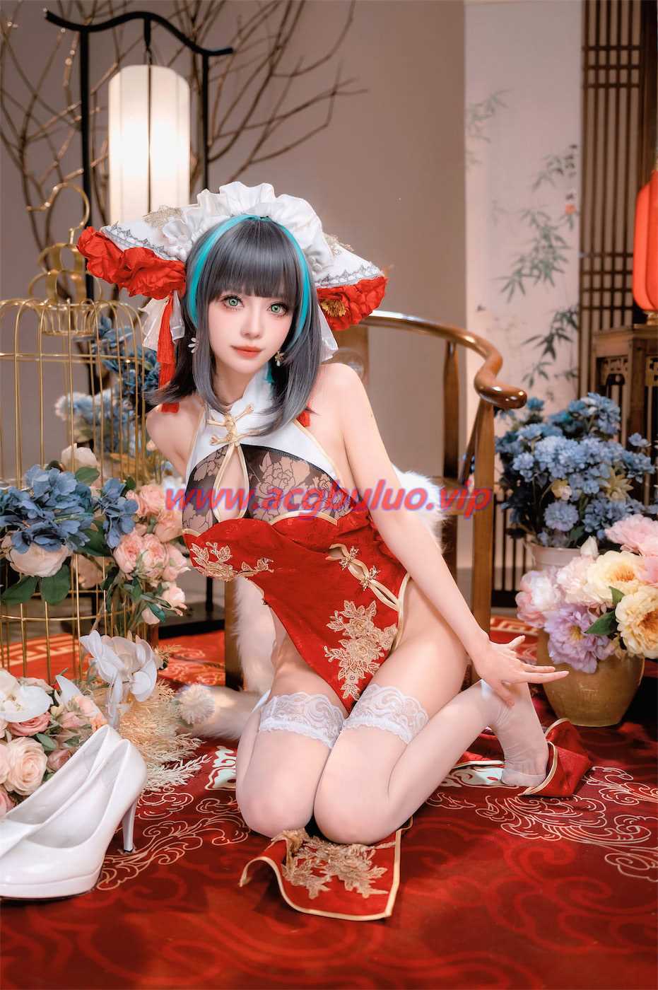 Shika小鹿鹿 春节旗袍柴郡图书馆32图(Shika小鹿鹿)插图5
